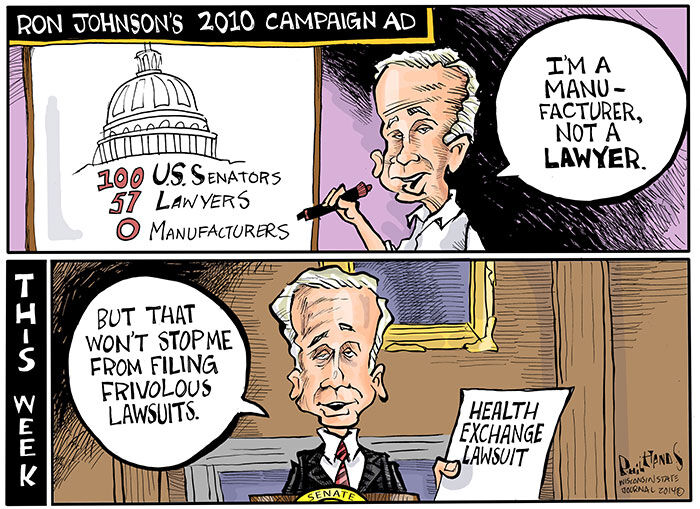 Hands Cartoon: Ron Johnson is not a lawyer